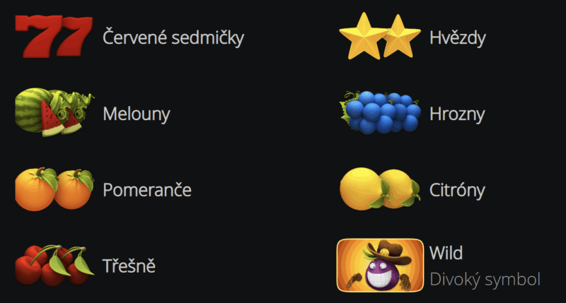 respin fruit herni symboly Respin Fruit herní symboly