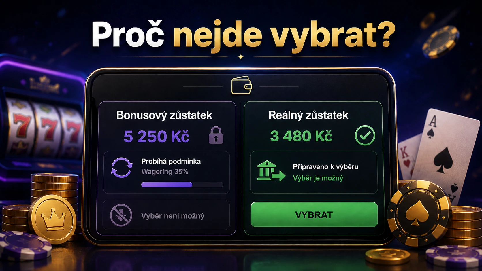Proč nejde vybrat bonusový zůstatek v online casinu?