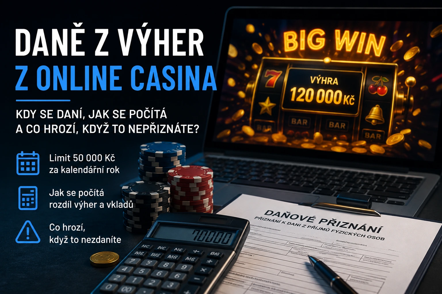 Daň z výhry v online casinu 2026: kdy musíte výhru zdanit?
