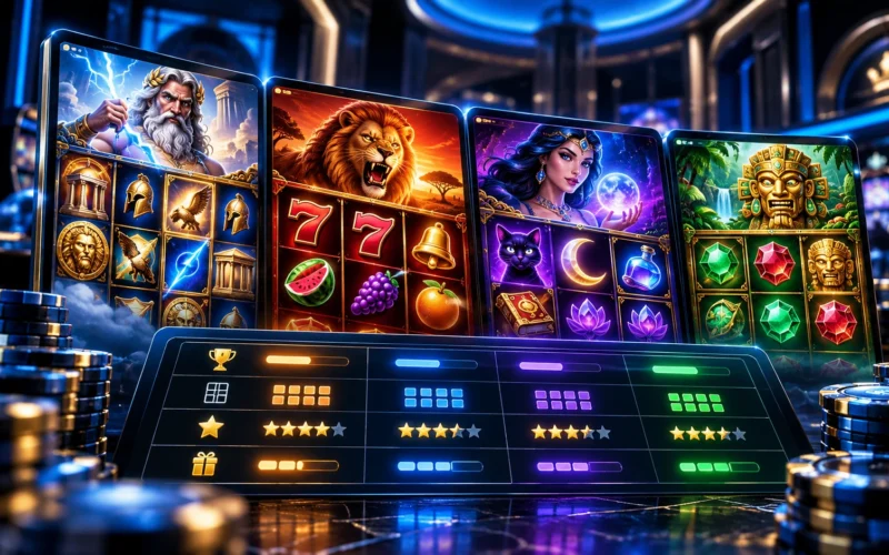 Automaty e-gaming: srovnávací tabulka 17 her